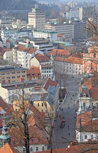 cityscape of Ljubljana, view from the Castle hill photo