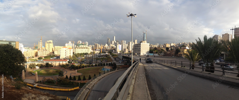 Fototapeta premium Modern high-rise buildings in the center of Beirut, Lebanon illustrated architecture innovation in this city 