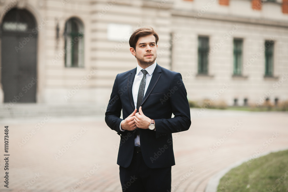 Handsome stylish young businessman posing portrait outdoor Handsome stylish young businessman posing portrait outdoor