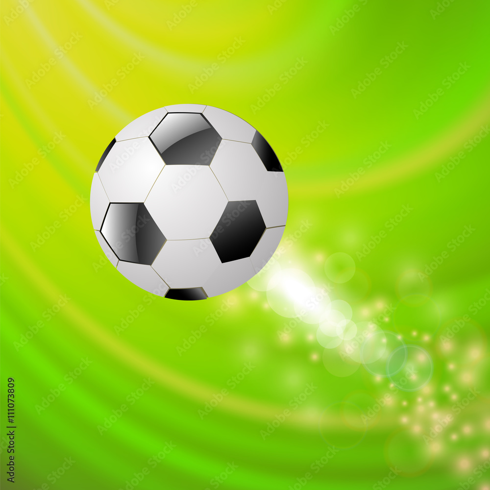 Obraz premium Ikona sportu piłki nożnej na zielonym tle niewyraźne fala