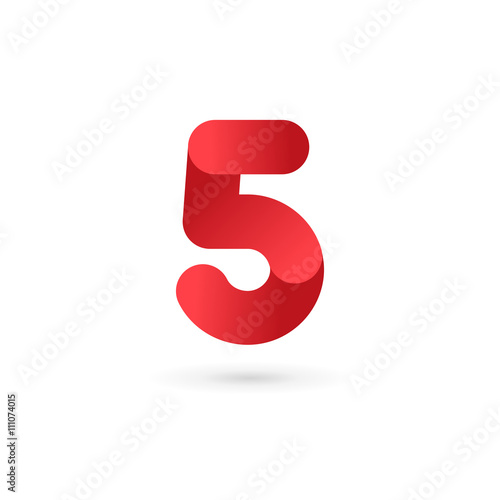 Number 5 logo icon design template elements
