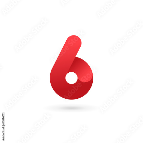 Number 6 logo icon design template elements