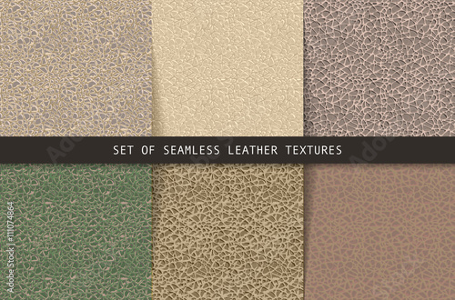 Set of seamless leather textures.
