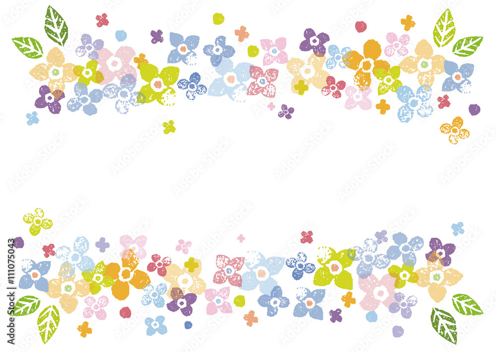 カラフルな花の飾り枠イラスト Stock ベクター Adobe Stock