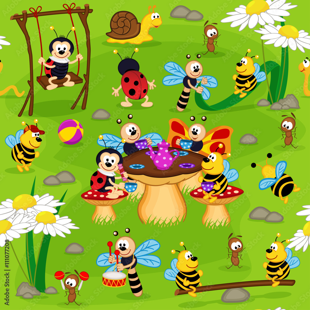 Obraz premium seamless pattern with insect - vector illustration, eps