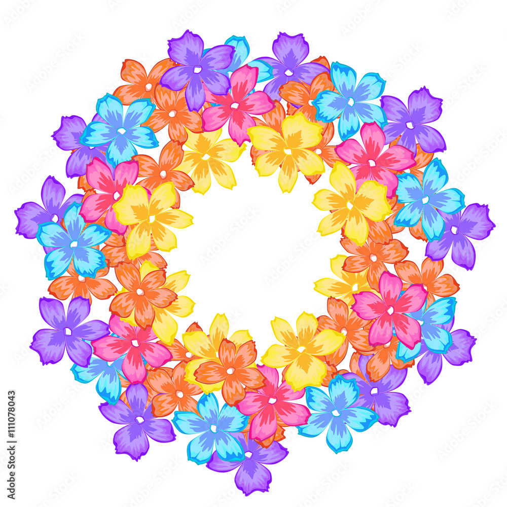 Bright frame with flowers, circle