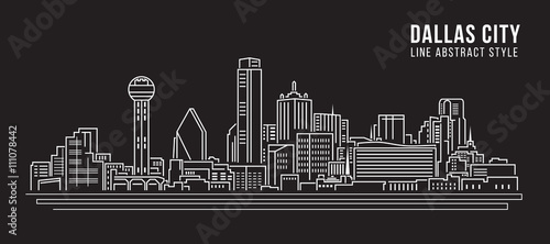 Cityscape Building Line art Vector Illustration design - Dallas City photo