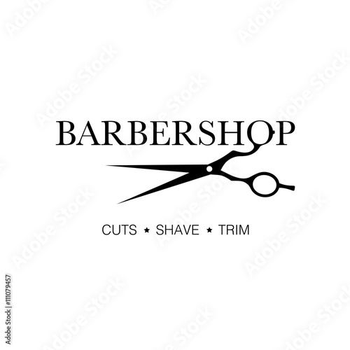 Logo for barbershop, hair salon. Black and white barbershop logotype. Barbershop sign. Vector Illustration