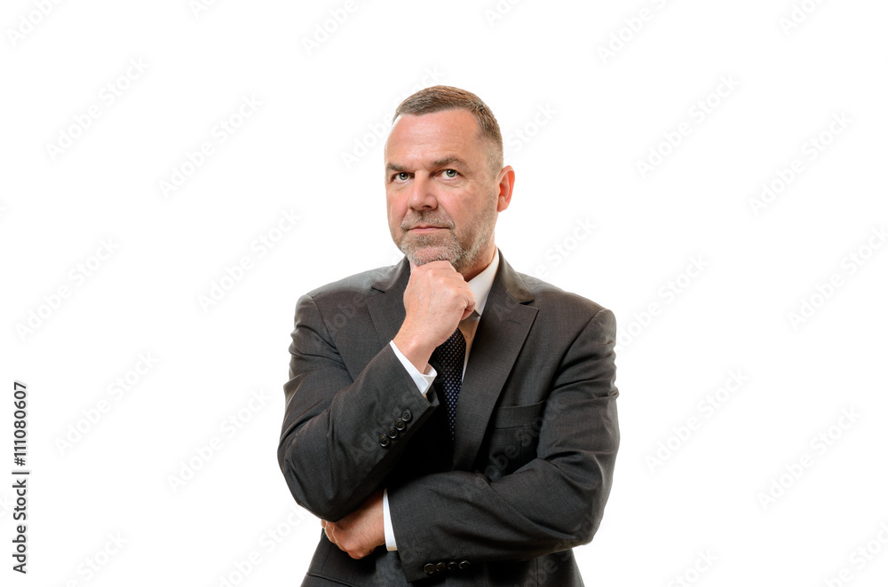 Concerned middle-aged businessman thinking Concerned middle-aged businessman thinking
