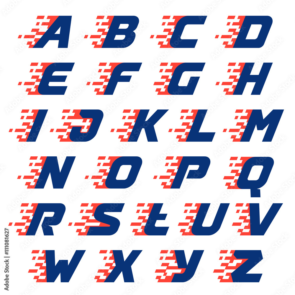 Alphabet with abstract checkered flag Alphabet with abstract checkered flag