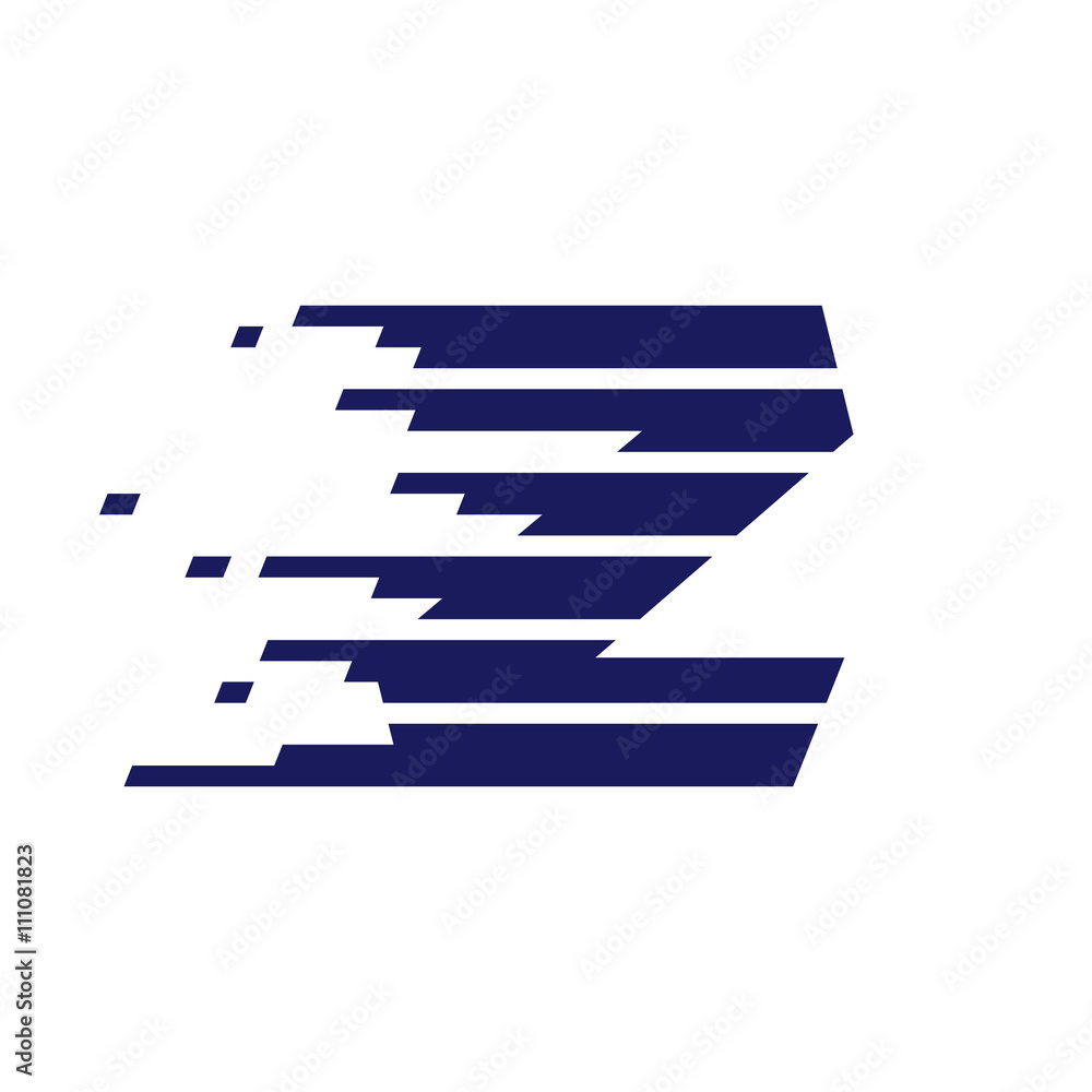 Z letter logo with fast speed lines.
