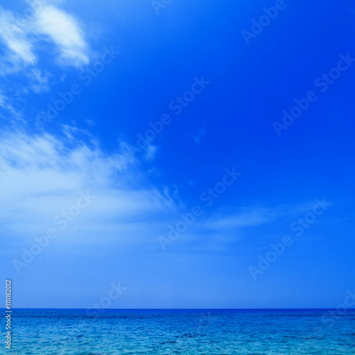 Blue sea and blue sky background / Abstract blue water sea wallp © nataliazakharova