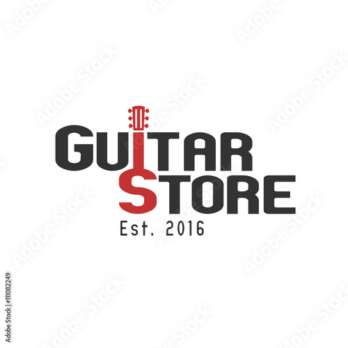 Guitar store vector template logo