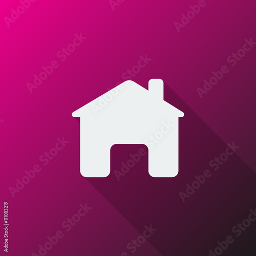 White Home icon on pink background