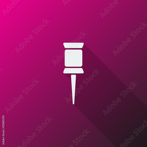 White Pushpin icon on pink background