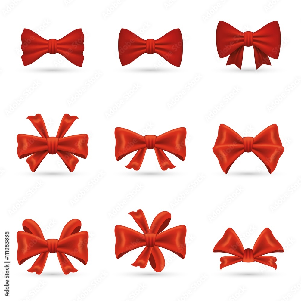 Set of realistic redbows Set of realistic redbows
