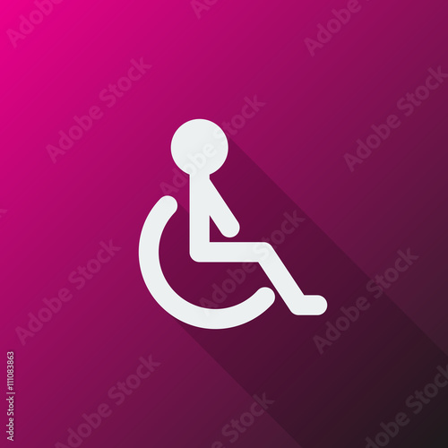 White Wheel Chair icon on pink background