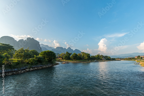 River at the village of Vang Vien on Laos