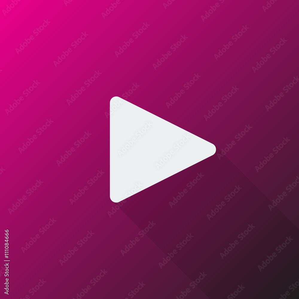 White Play icon on pink background White Play icon on pink background