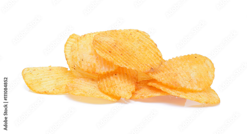 Potato chips isolated on white background Potato chips isolated on white background