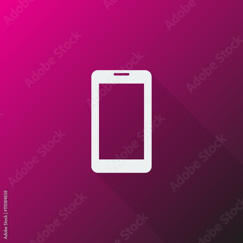 White Mobile Phone icon on pink background