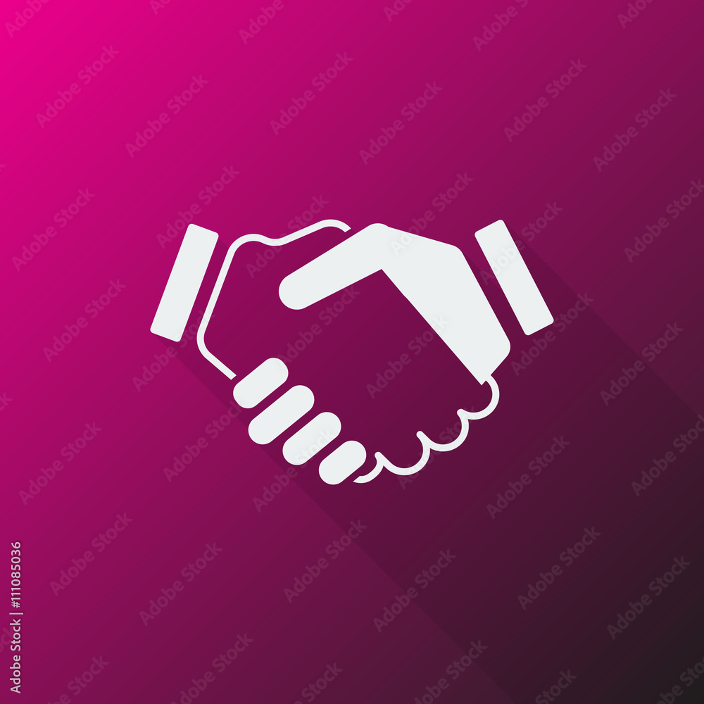 White Handshake Agreement icon on pink background White Handshake Agreement icon on pink background