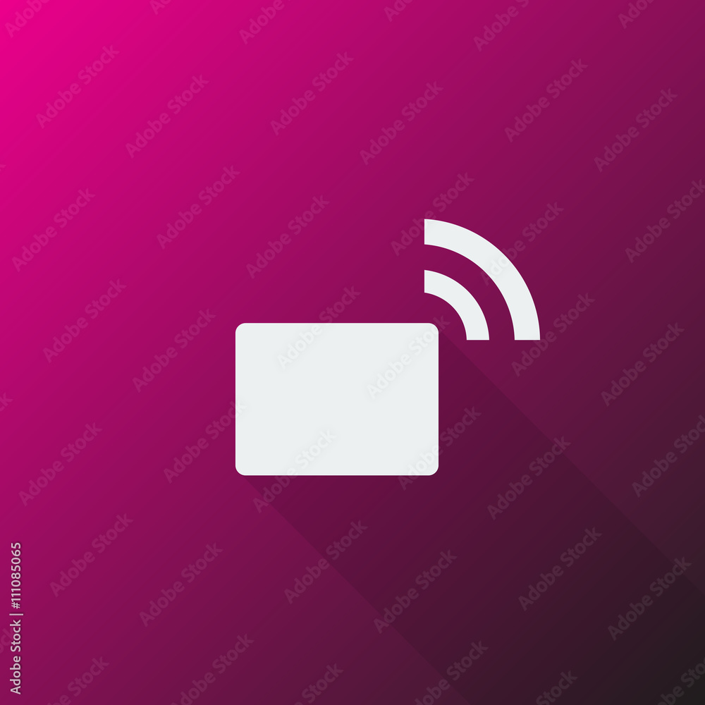 White Transmitter icon on pink background White Transmitter icon on pink background