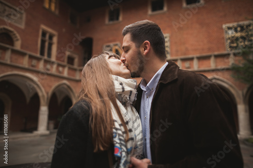 Love story of happy couple in Krakow