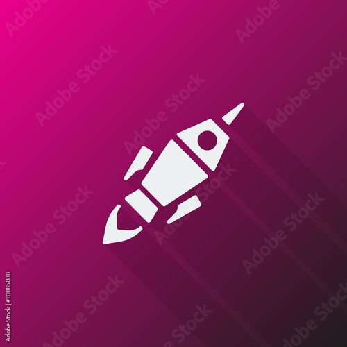 White Rocket Launch icon on pink background
