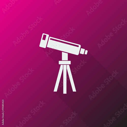 White Telescope icon on pink background