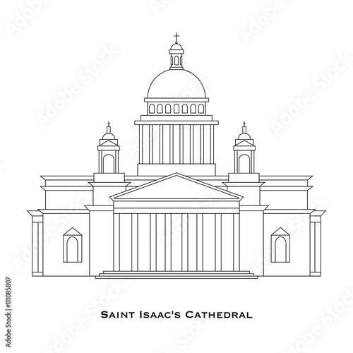 St. Petersburg - Saint Isaac's Cathedral in linear style, Saint Petersburg, Russia.