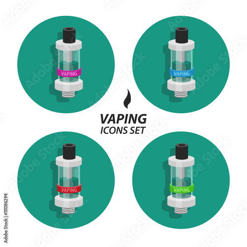 Set vaping flat icons