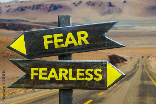 Fear - Fearless crossroad in a desert background