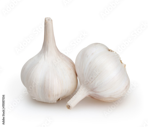 Garlics isolated on white background with clipping path