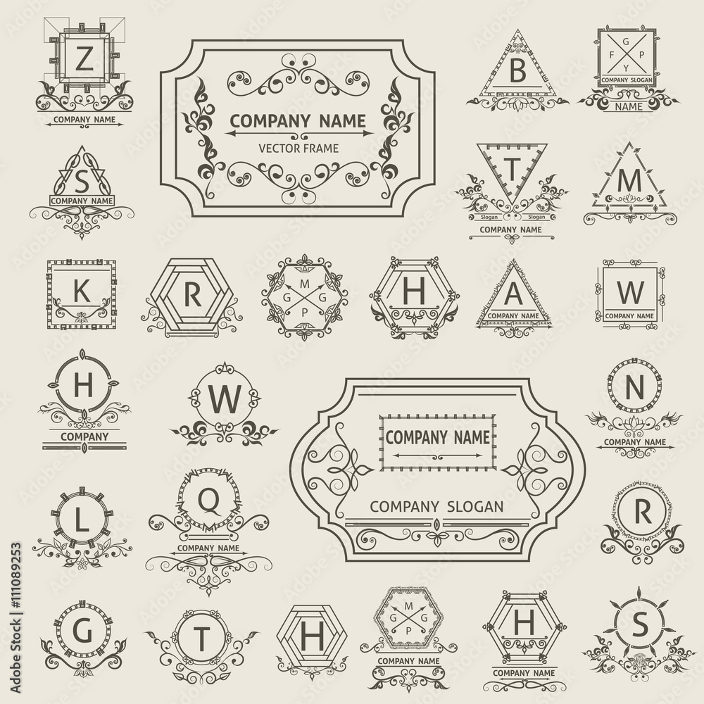 Set arabesque logos emblem, ornamental Set arabesque logos emblem, ornamental