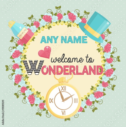 Wonderland themed party invitation