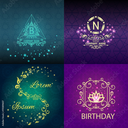 Set shiny cards, pattern, ornament