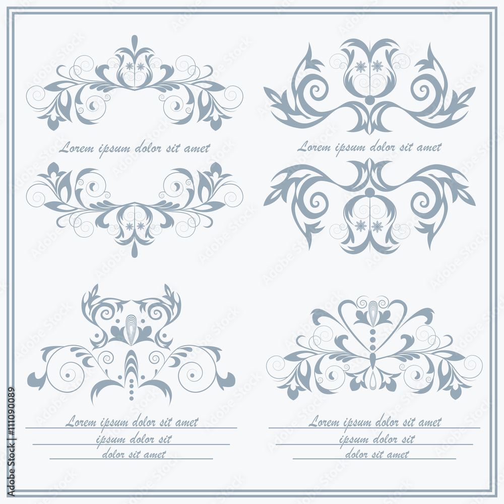 Set elements flower, logos Baroque style Set elements flower, logos Baroque style