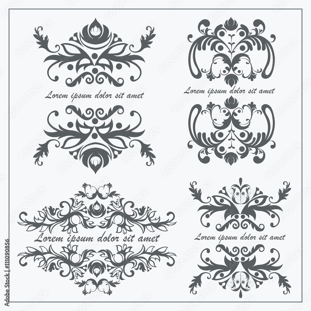 Set logos baroque ornament