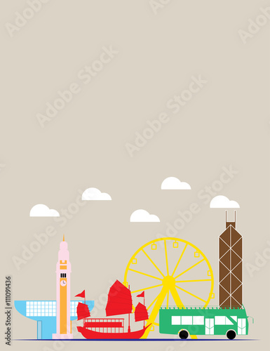 attractive Hong Kong travel elements collection in  design style