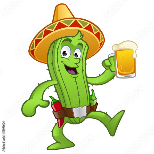 Cactus con una jarra de cerveza en la mano