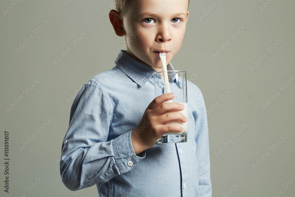 funny Child with glass of milk.Little Boy enjoy milk cocktail. Healthy life funny Child with glass of milk.Little Boy enjoy milk cocktail. Healthy life