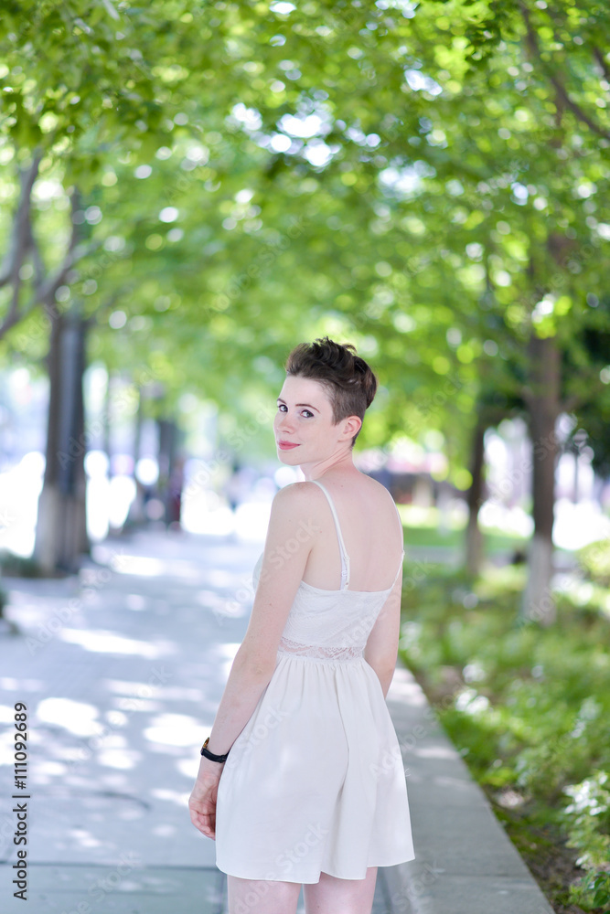 A portrait of a beautiful young Caucasian woman outdoor A portrait of a beautiful young Caucasian woman outdoor