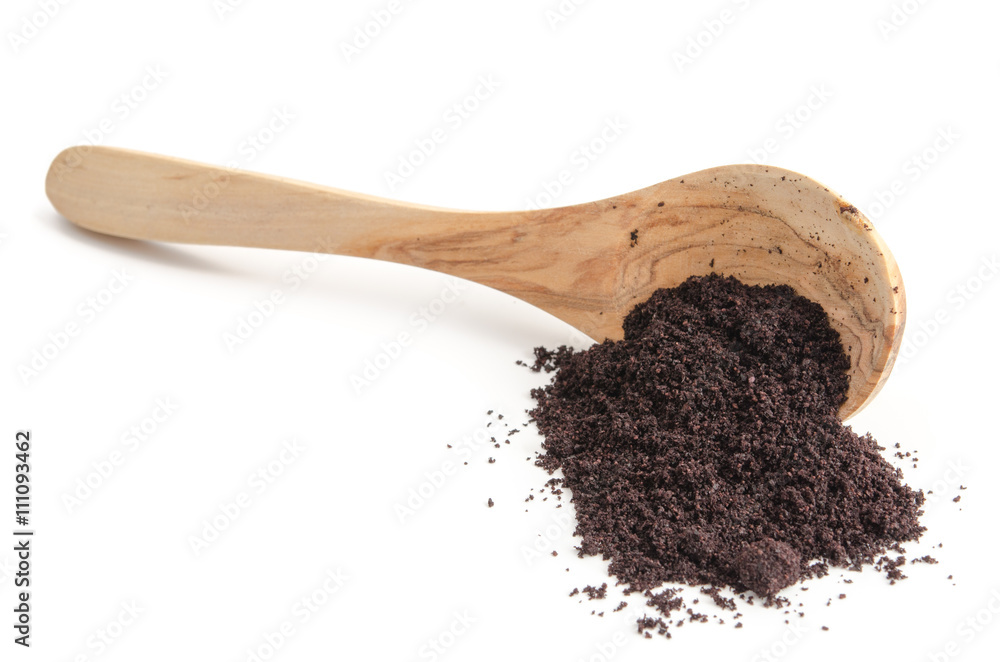 Löffel mit Acai-Beeren Pulver Löffel mit Acai-Beeren Pulver