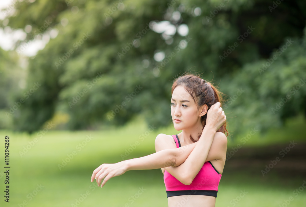 beautiful asian woman exercising in the park beautiful asian woman exercising in the park