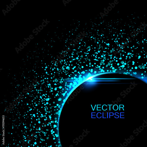 Vector solar eclipse.Sun eclipse in space background. Vector eclipse backdrop.