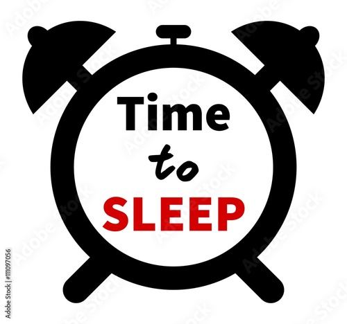 Minimalistic illustration of a clock with time for sleep text. Isolated