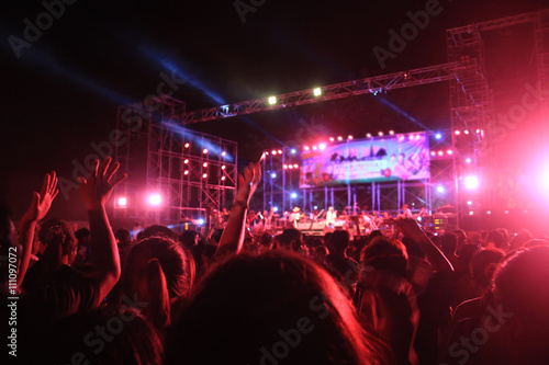 blurred  stage with concert crowd