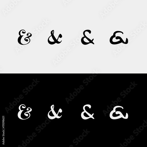 Set of decoration ampersands for letters, invitation. Hand drawn type  