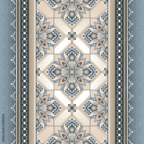 Vintage ornate gray beige border in Eastern style.